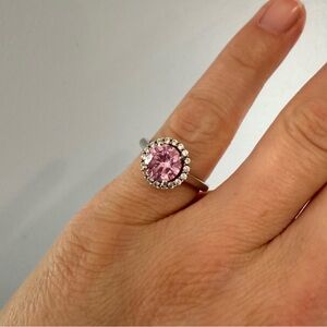 Pink and Sterling Silver Women's Ring